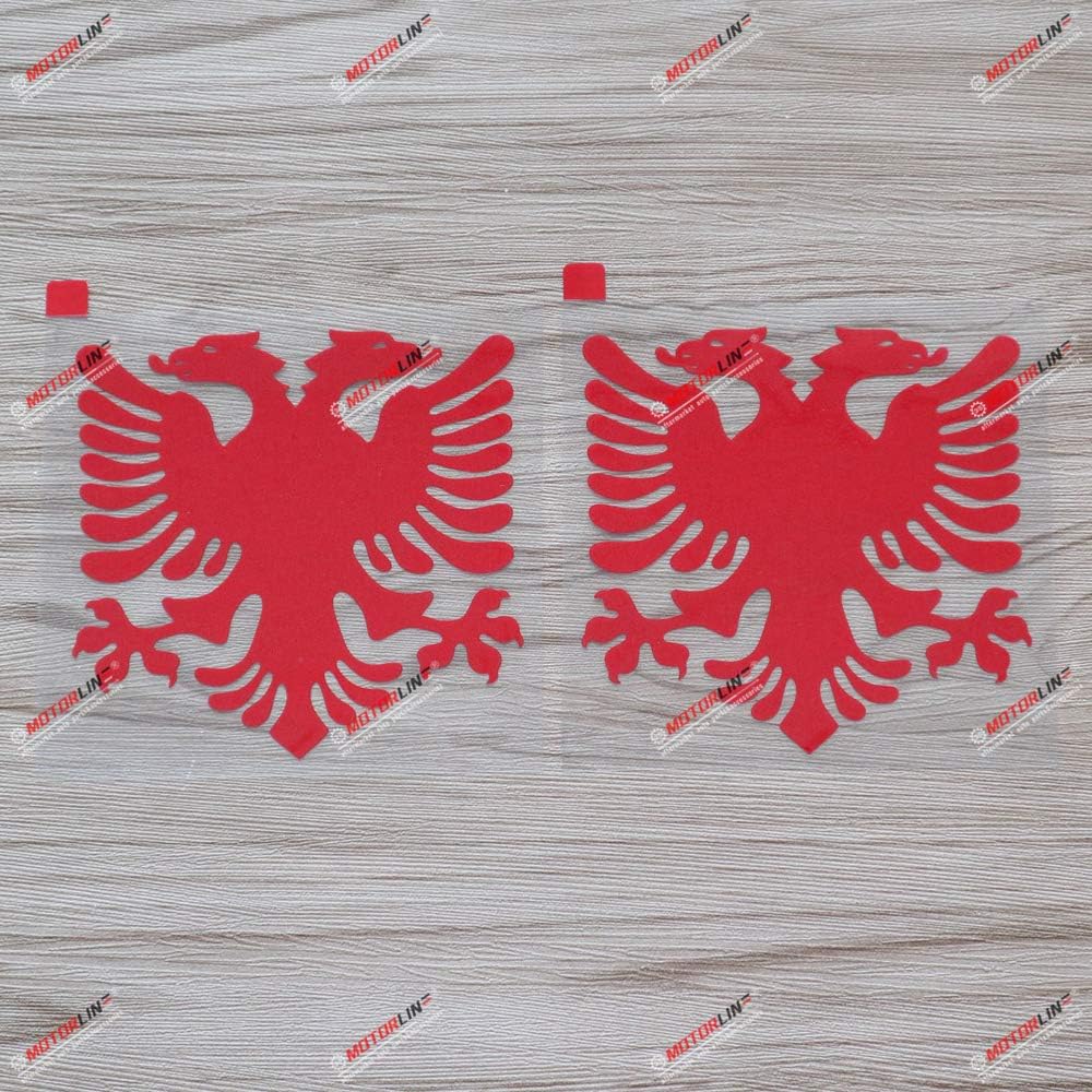 

2X red 4 Albania Flag Double-Headed Eagle Decal Sticker Car Vinyl die Cut no bkgrd красный