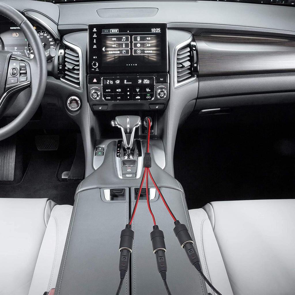 YFFSFDC Car Cigarette Lighter DC Power Extension Cigarette Lighter 1 to 3 Female Cigarette Lighter Splitter Socket, 12V/24V Compatible, 3-Way Cable,