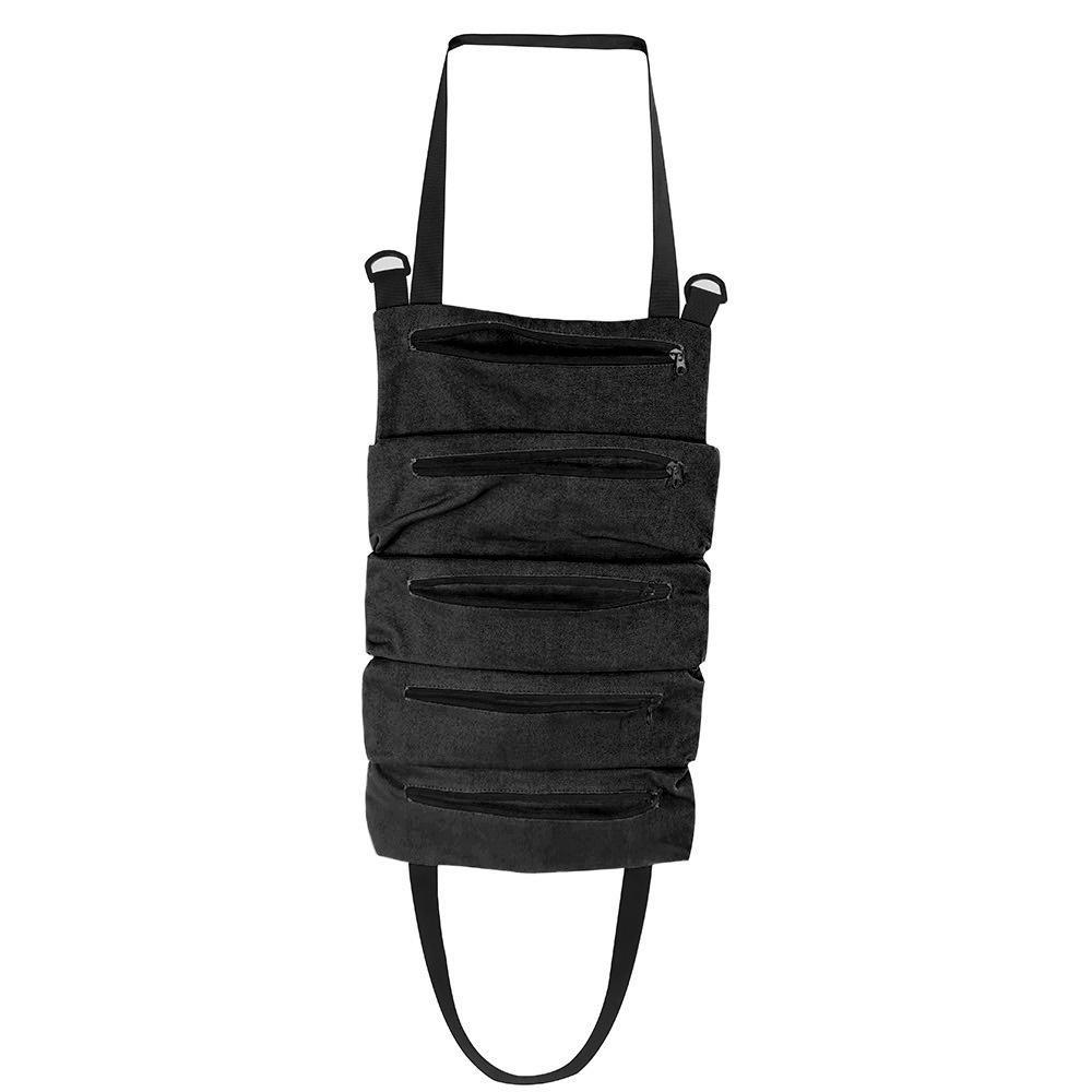 Multipurpose Roll-Up Tool Bag and Wrench Organizer with Shoulder Strap and Zipper Closure