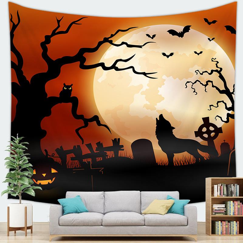 Halloween theme Ghost background digitalprinted polyester tapestries living rooms bedrooms macrame wall hanging room