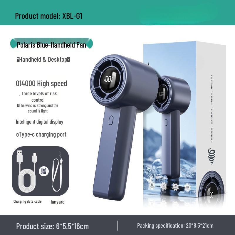 High-Speed Portable USB Handheld Fan with Large Wind Power & Digital Display