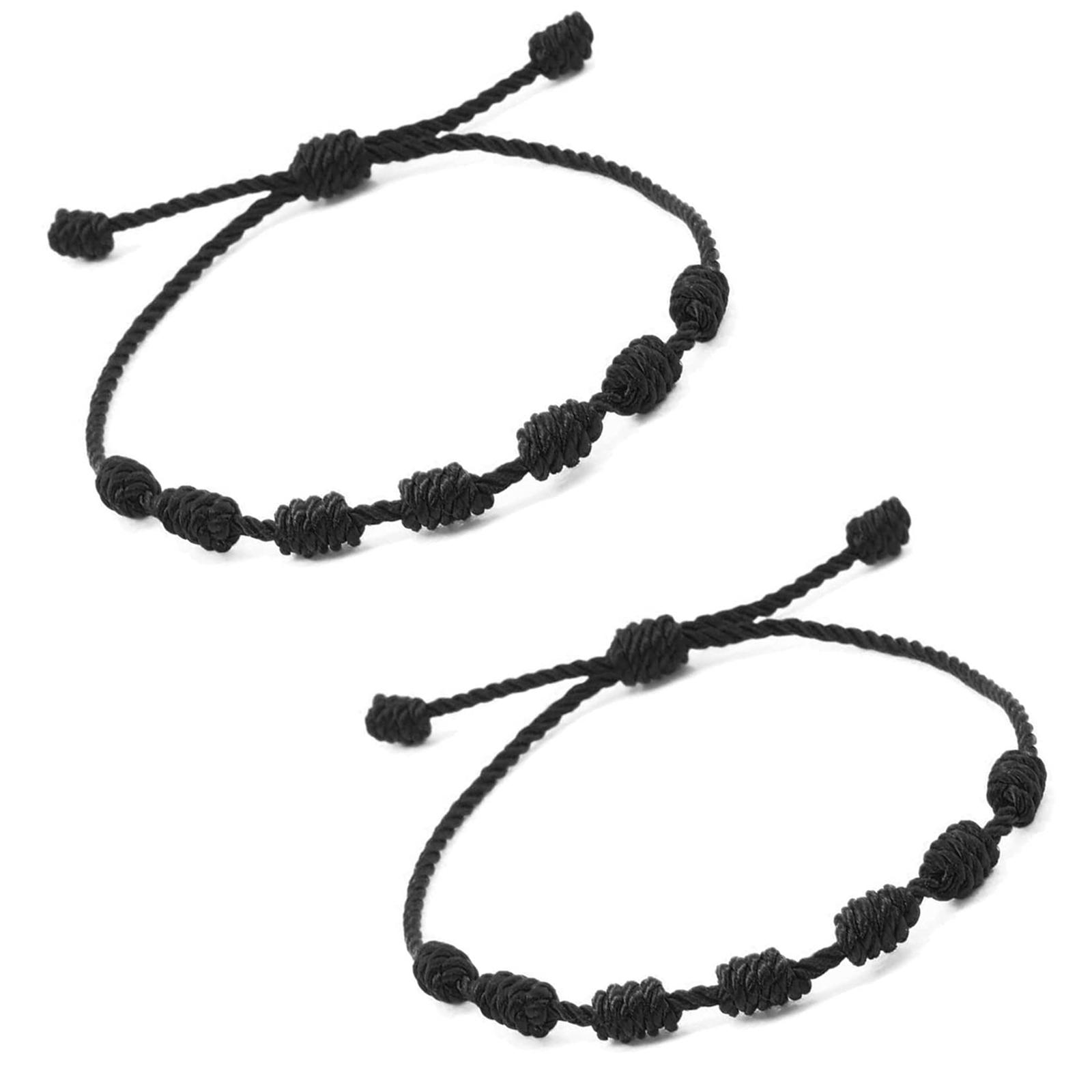 

2 Pieces Red String Handmade Bracelets Black Cord Bracelet Adjustable Kabbalah Red Knot String Bracelet Amulet for Protection