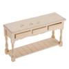 1:12 Miniature Table European Style Rectangular Table with 3 Drawers Wooden Dollhouse Furniture for Doll House Living Room Decor