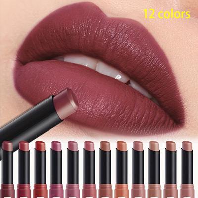 Hydrating Matte Lipstick 12 Colors Moisturizing Lip Gloss Highly Pigmented Long Lasting Lip Glaze for Daily Makeup