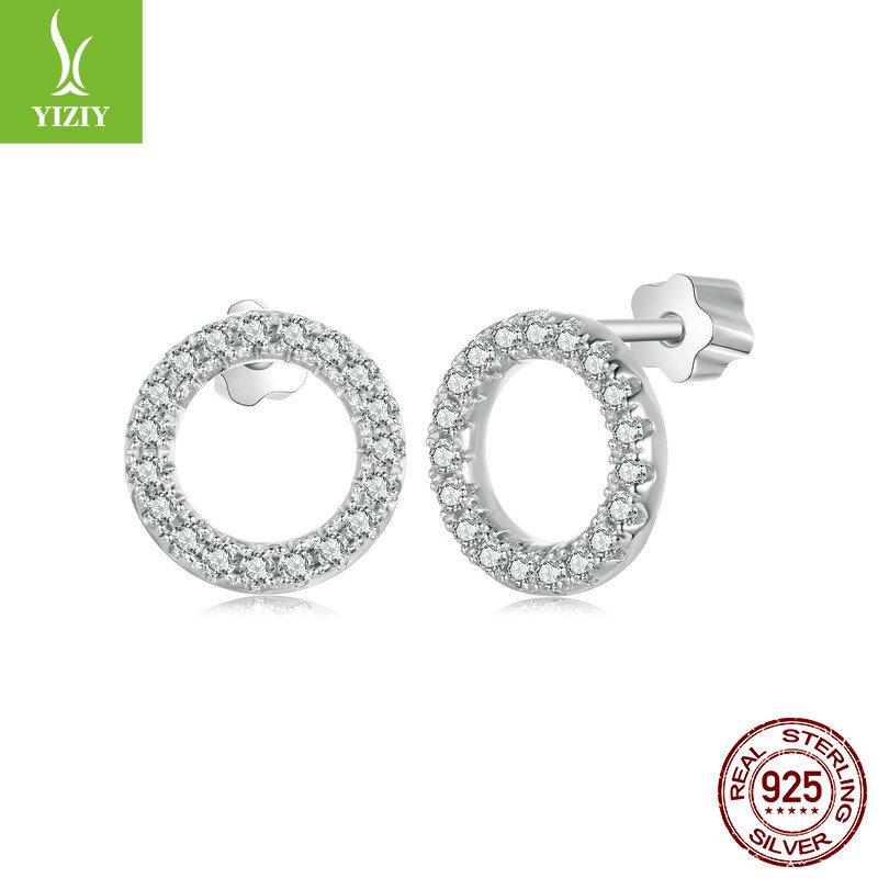 

Классические серьги-пусеты с круглым моссанитом, стильные универсальные геометрические серьги-пусеты из стерлингового серебра 925 пробы