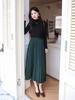 Temperamental Elegant High-Waist Woolen Pleated Skirt - Women's Mid-Length Swing Skirt
