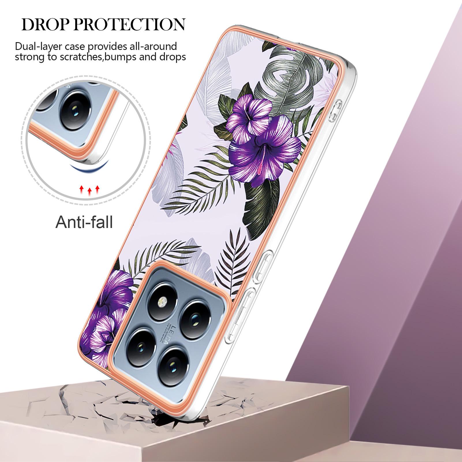 

For Xiaomi 14T Case with IMD Marble Flower Pattern TPU Mobile Back Cover Milky Way Marble Blue