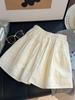 Women's Elastic Waist A Line Mini Skirt Loose Fit Japanese Korean Casual Solid Lace Tiered Ruffle Short Skirt
