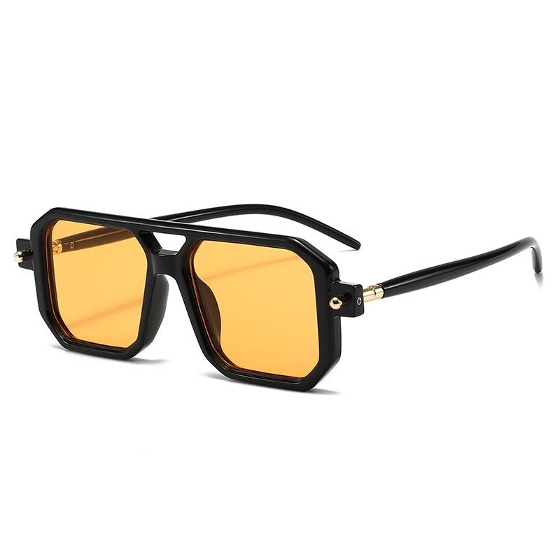 New Sunglasses European and American Fashion Street Shot Square Large Frame Sunglasses Trendy Double Beam Retro Swing Sunglasses