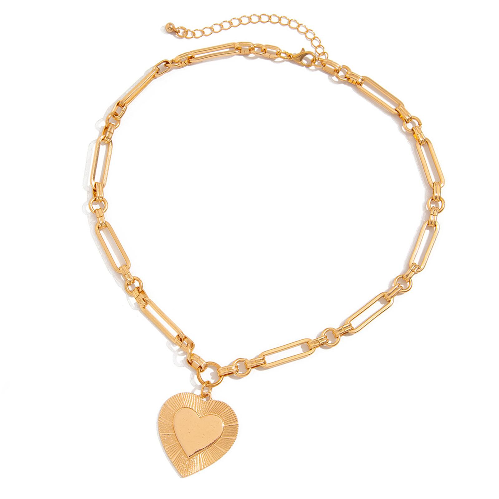 

Модное металлическое ожерелье с подвеской в виде сердца, регулируемая длина, цепочка для ключицы для женщин, модный чокер C