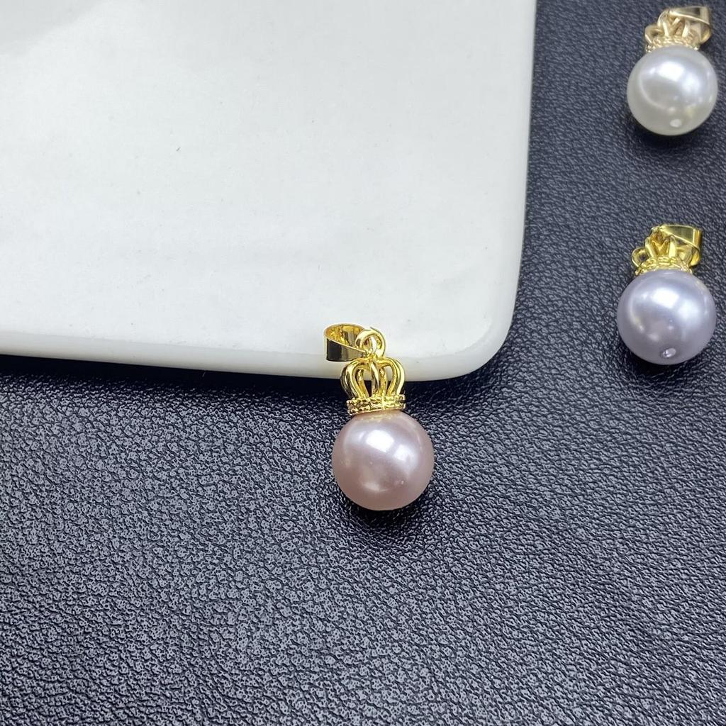 Zircon Crown Freshwater Pearl Pendant Necklace with Color-Preserving Earrings and Ear Cuffs - Fashion DIY Handmade Jewelry Accessories
