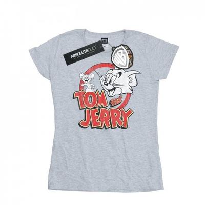 Womens/Ladies Distressed Logo Cotton T-Shirt