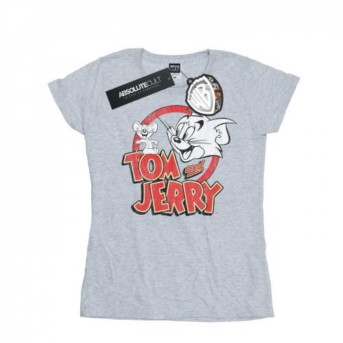 

Tom And Jerry Womens/Ladies Distressed Logo Cotton T-Shirt білий