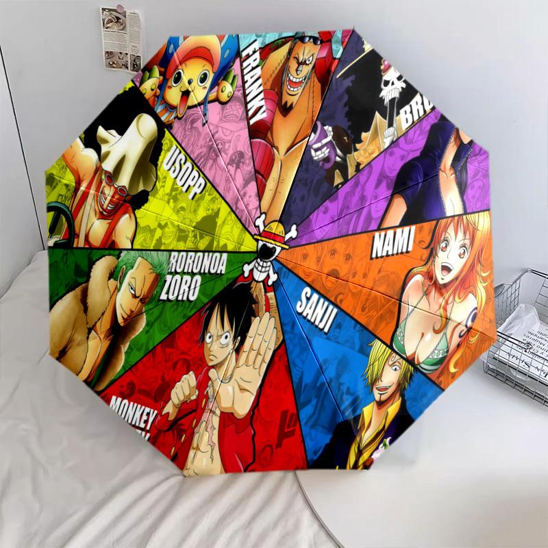 1 Stück Automatischer Faltregenschirm - Anime One Piece Muster Tragbares faltbares Design Mit 8 Rippen Weihnachts-Geburtstagsgeschenke