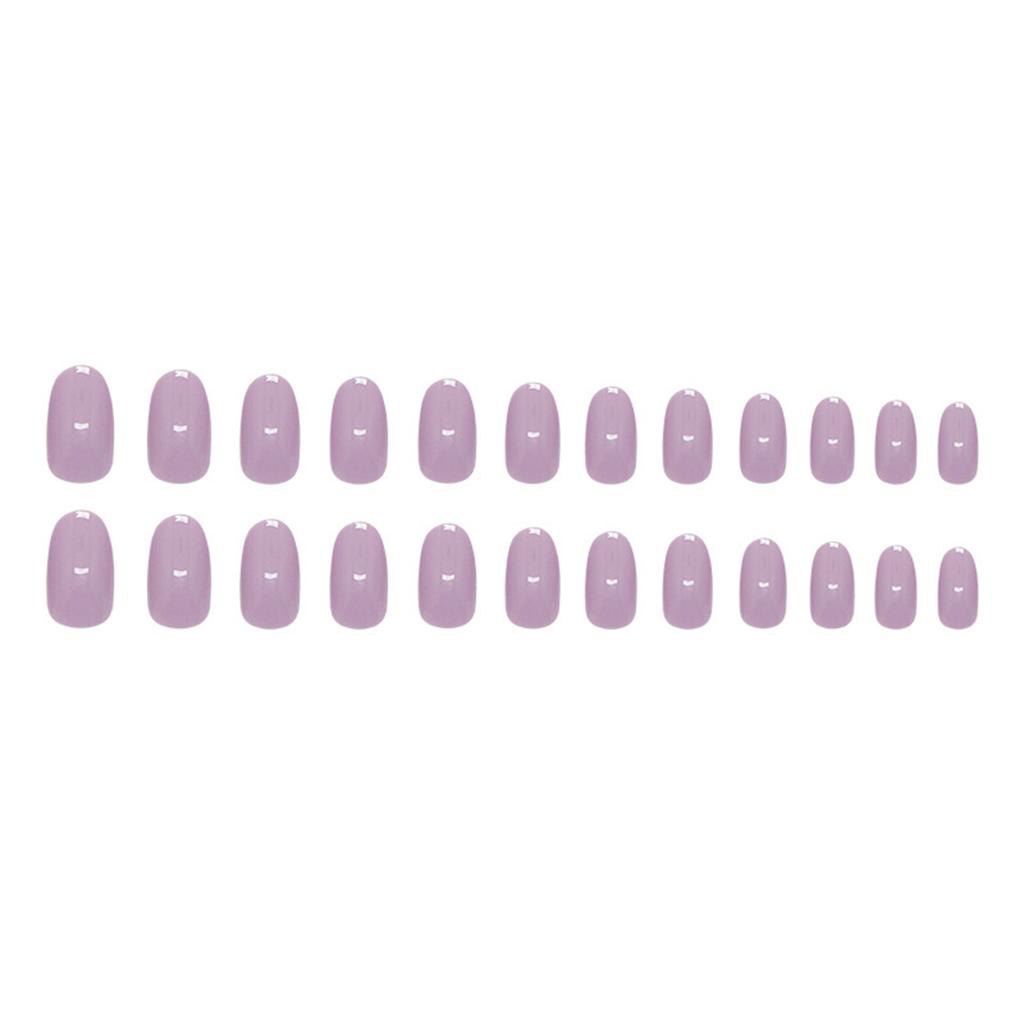 Light-Purple Press On Nails 24 Pieces Simple Solid Color Design Comfortable Fit Reusable Manicure Kit