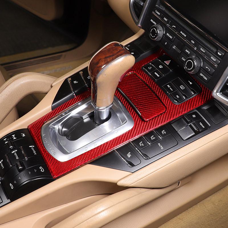Real Carbon Fiber For Porsche Cayenne 2011-2017 Car Center Control Gear Panel Frame Cover Trim Interior Accessories