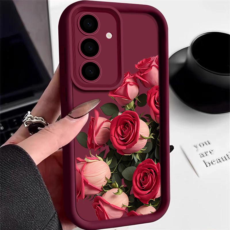Rote Rose Aufdruck Handyhülle Für Samsung Galaxy A56 A57 A17 A16 A55 A37 A36 A26 5G S25 S26 S23 S24 Ultra S24 S25 FE TPU Hülle