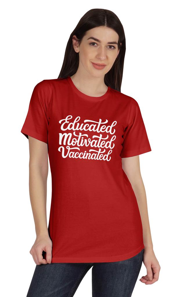 Inkmeso Educated Motivated Vaccinated Funny Pro-Vaccine T-shirt Tops For