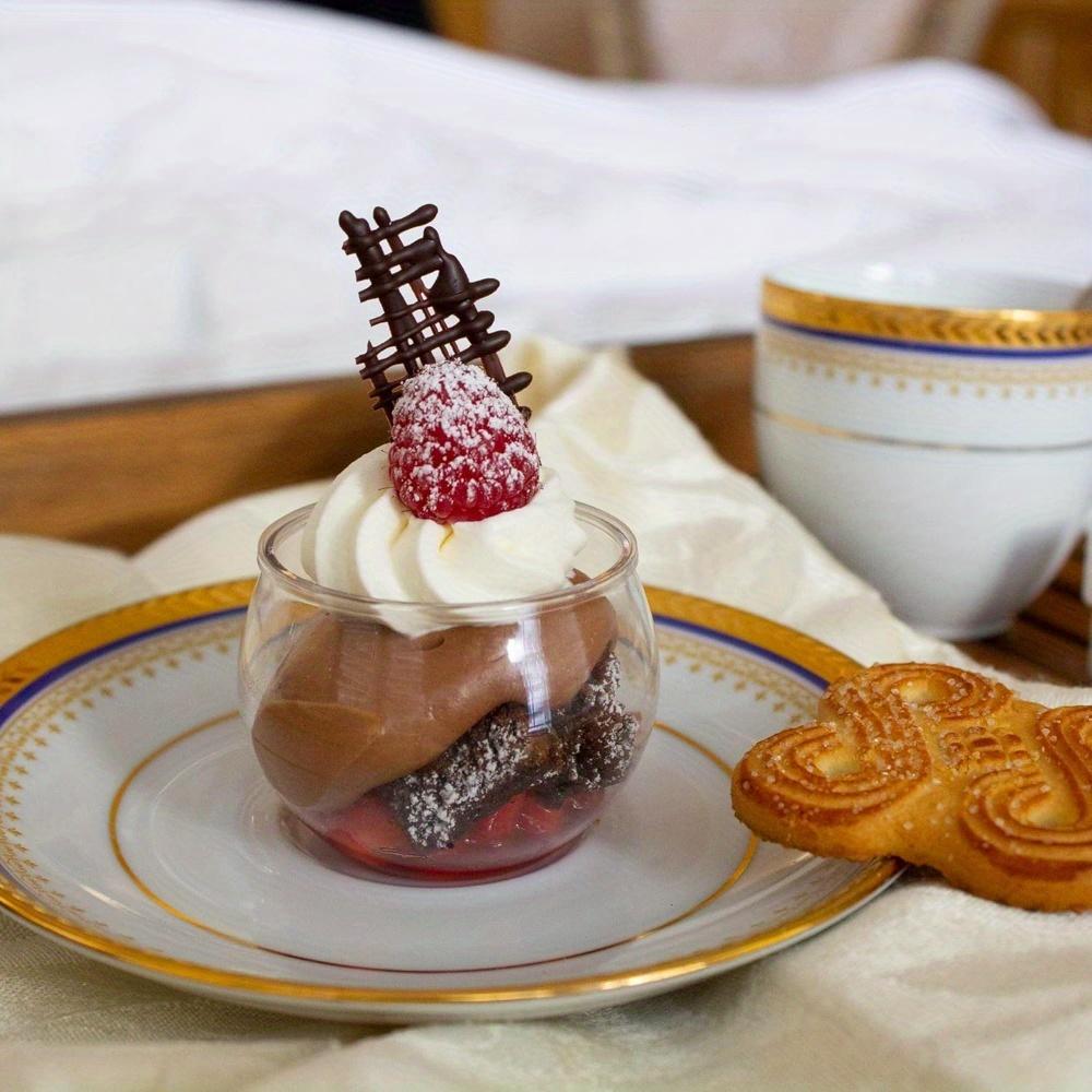 50pcs 2.5oz Sphere Plastic Dessert Cups for Party Small Clear Parfait Appetizer Cups Round Dessert Bowl Ice Cream Salad Fish Bowl Mini Dessert Cups