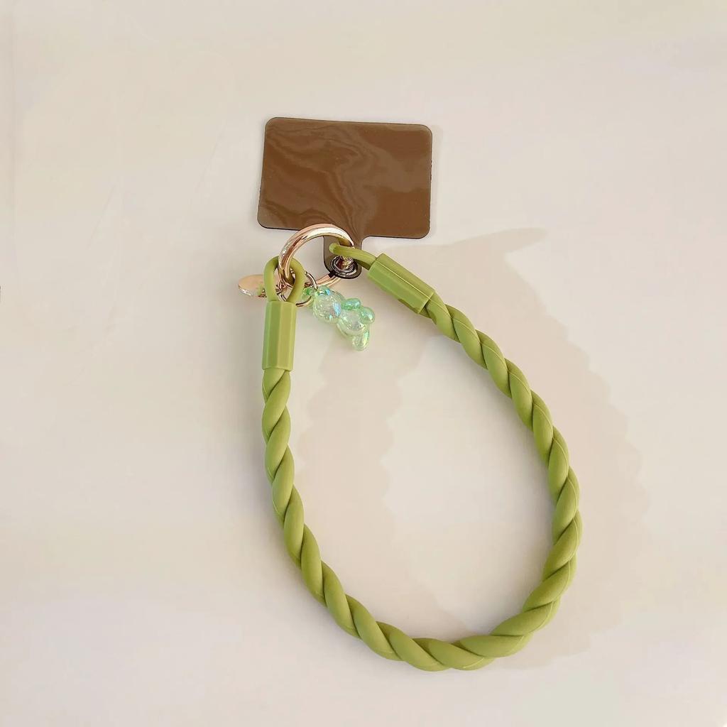 Macaron Color Silicone Lanyard Mobile Phone Rope Lanyard Luminous Bear Split Mobile Phone Chain Wrist Rope Anti-lost