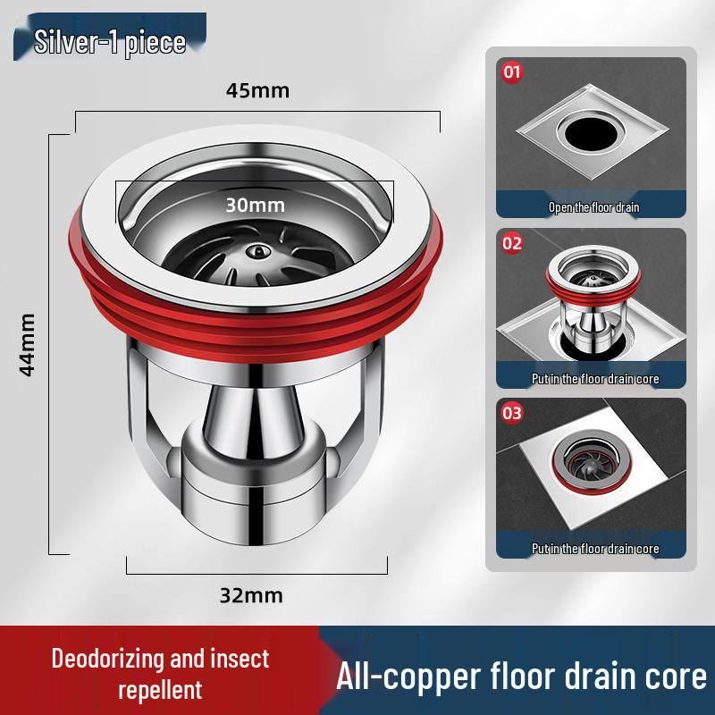 Odor-Proof All-Copper Floor Drain with Anti-Backflow Sealing Cover for Bathrooms
