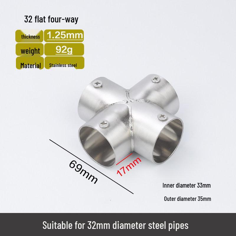 Stainless Steel Right Angle Elbow Union Tee Four-Way Pipe Fitting Combo