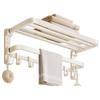 Cobbe Milk White Drill-Free Space Aluminum Bathroom Towel Rack & Organizer