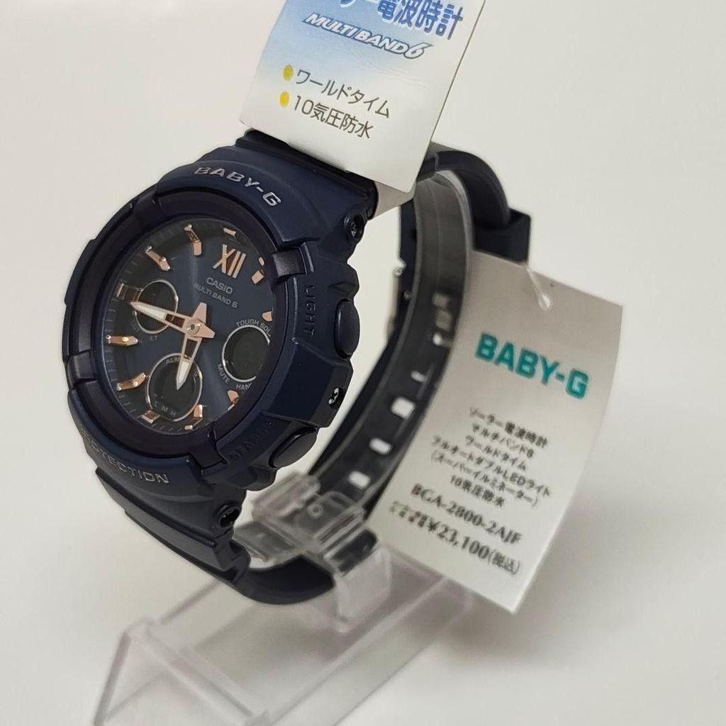 Used New CASIO BABY-G Solar Radio Watch BGA-2800-2AJF Casio Ana-Digi Radio Solar Navy Watch