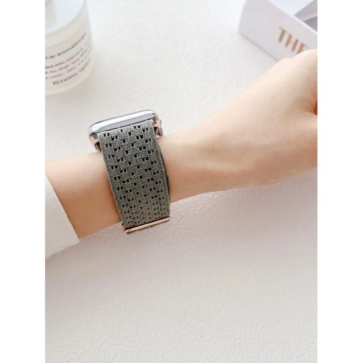 Elastic Strap for ApplewatchS10-Nylon Woven Hollowed Elastic Strap Adjustable for iWatch 10/9/8/7/6/5/4/3/2/1/Se/Ultra/Ultra2 46mm 49mm 45mm 42mm