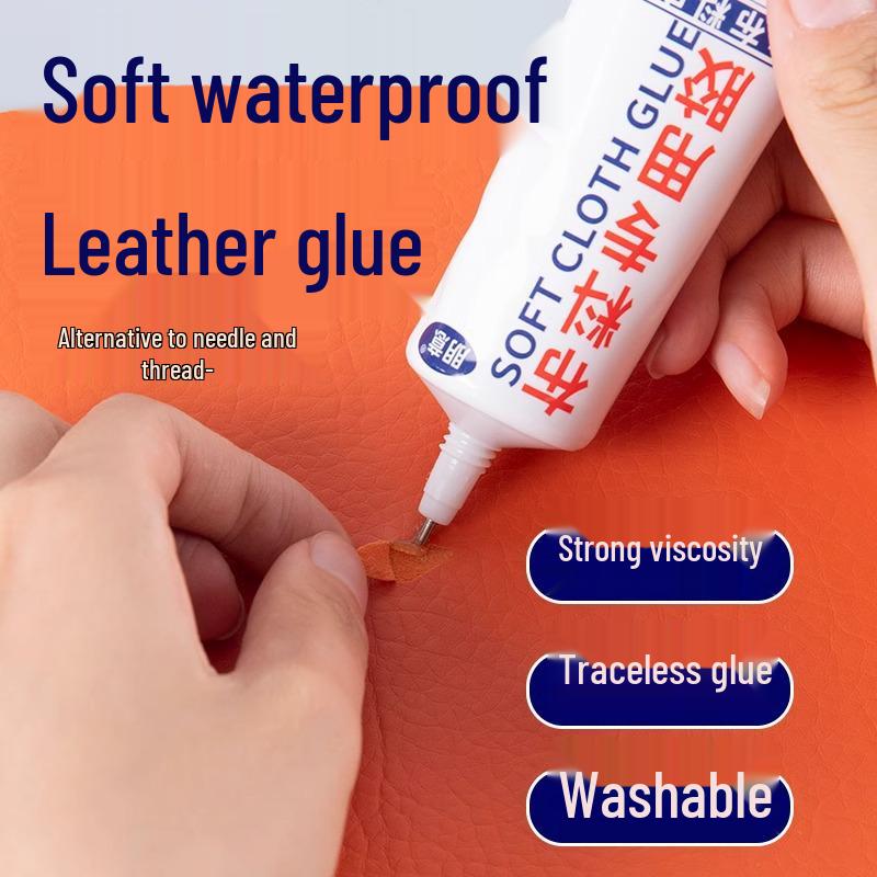 

Transparent, Strong, No-Trace Leather Glue: Safe for Leather & Fabric, Soft, Washable 30ml Leather Glue