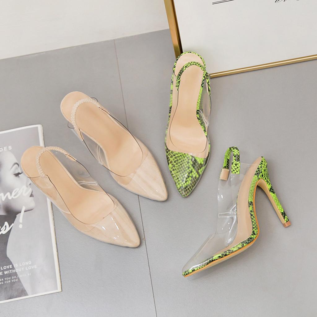 Buy Women Fashion Transparent Film Pointed Toe Thin Heel Sandals