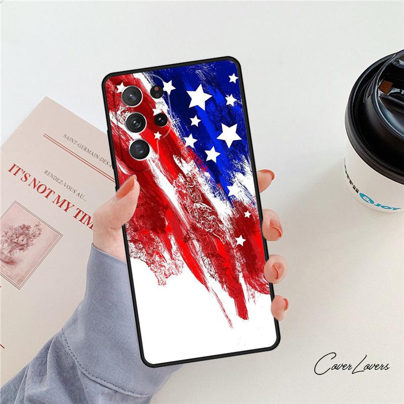 USA American Flag Phone Case For Samsung Galaxy S24 S25 S23 S22 Ultra Note 10 20 Plus S20 S21 FE Cover
