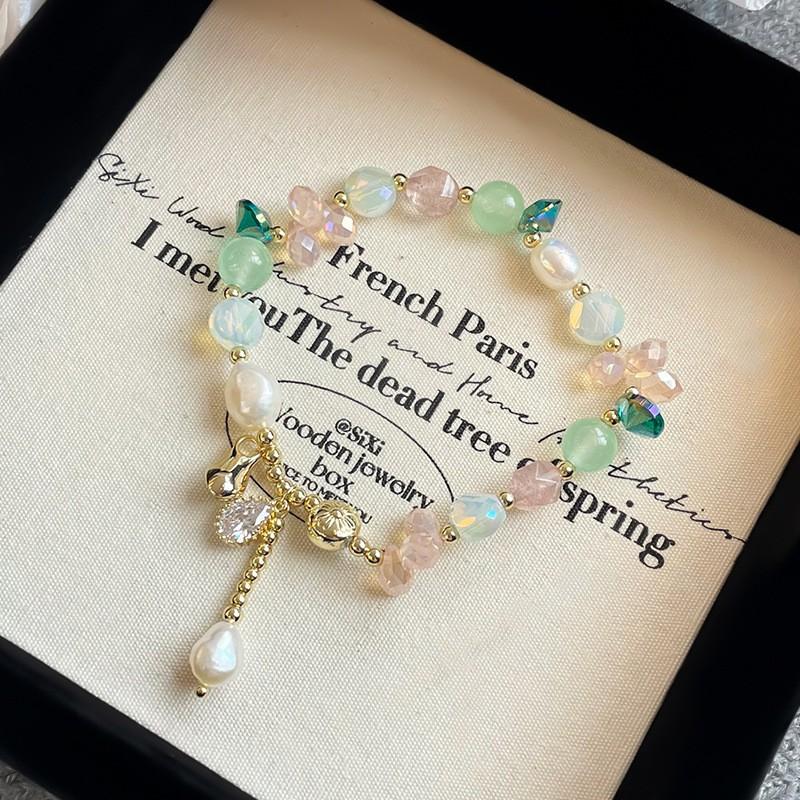 Handmade Natural Stone Crystal Beaded Bracelet Women Minimalist Elegant Jewelry Gift 2025