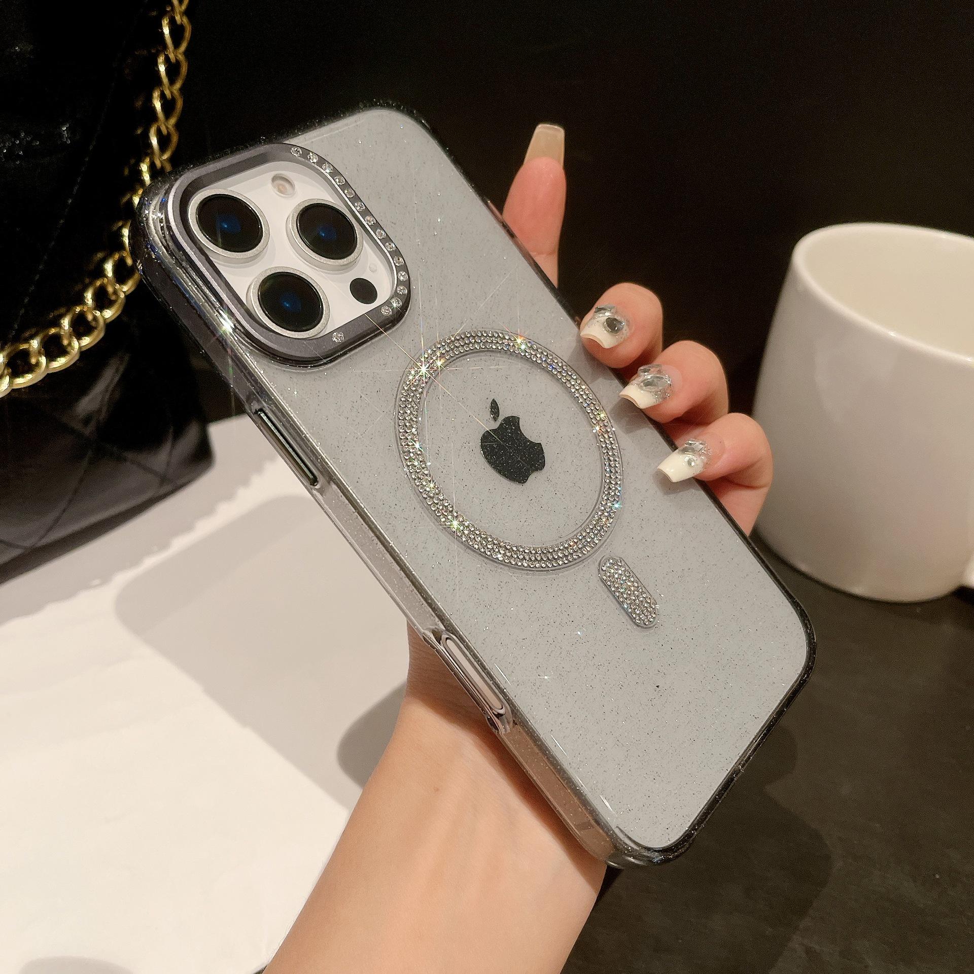 Starry Sky Glitter Diamond Case for iPhone 17 Pro Max with Metal Frame & Magnetic Design iPhone 15 Pro