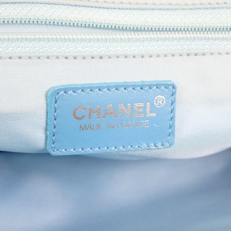Chanel Tote Bag Blue Nylon/leather Women