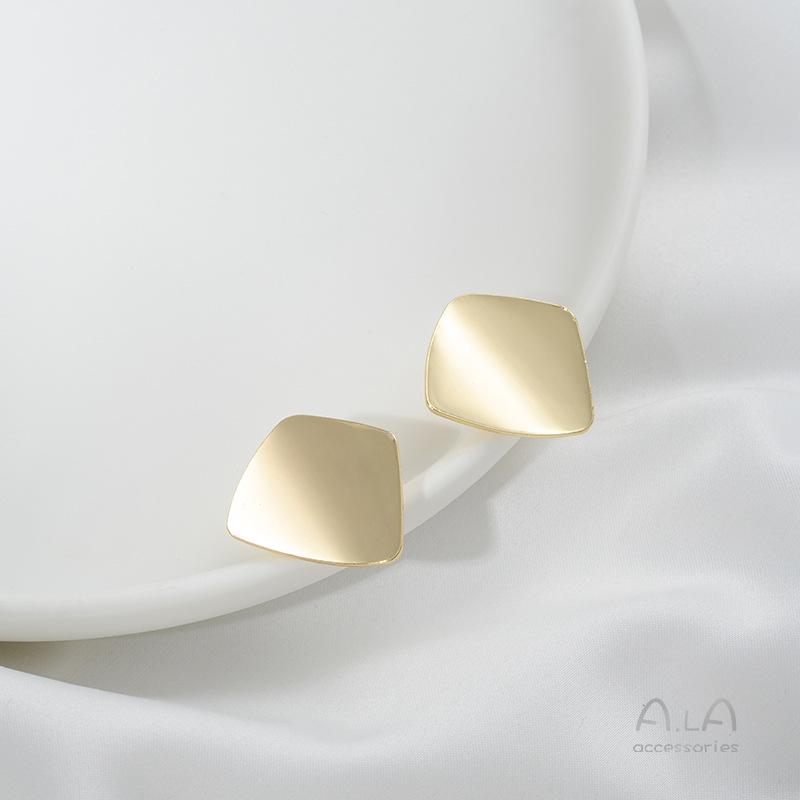 14K Gold Filled Lotus Leaf Irregular Dangle Earrings with 925 Sterling Silver Studs