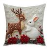 Christmas Reindeer and Santa Claus Pillowcase - Holiday Decoration Cushion Cover