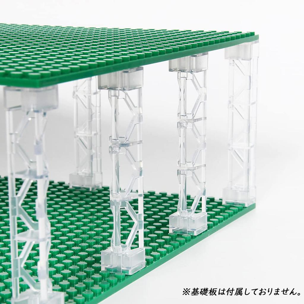 INIBUD Classic Block Parts, Compatible with Base Plates, Roofs, Triangular Columns, Clear (12)