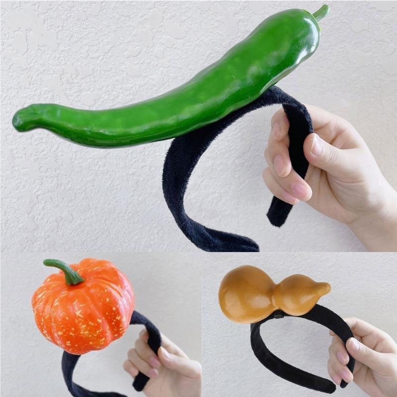 A52E Funny Banana Headband Stuffed Tangerine Hair Hoop Cartoon Vegetable Hairband