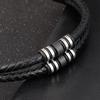 Stainless Steel Accessories Multi-layer Hip Hop Rock Style Black Color Men's Leather Bracelet New Year Gift
