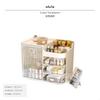 Schreibtisch Kosmetik-Organizer-Box mit Spiegel, Multifunktionaler staubdichter Make-up-Aufbewahrungsständer, Groß
