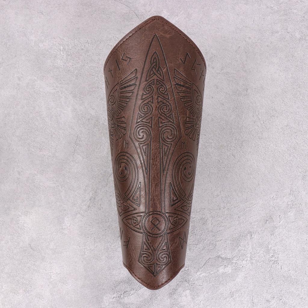 1pc Medieval Cosplay PU Leather Armor Arm Warmer Lace-Up Men Viking Pirate Knight Gauntlet Wristband Bracer Steampunk Accessory