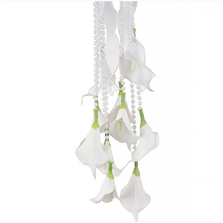 Stylish White Calla Lilies And Pearls Bridal Bouquets Photo Shoot Accessories For Wedding Parties And Sophisticated Decors