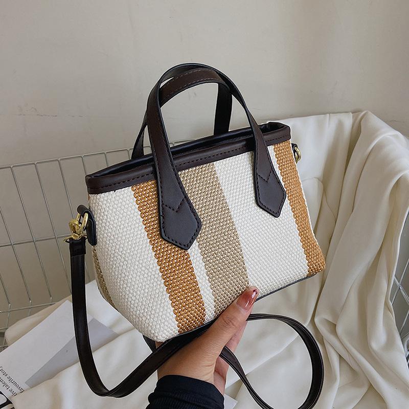 Fashion Handbag Simple Vertical Stripe Large Capacity Bag Casual Trendy Light Shoulder Messenger Bag