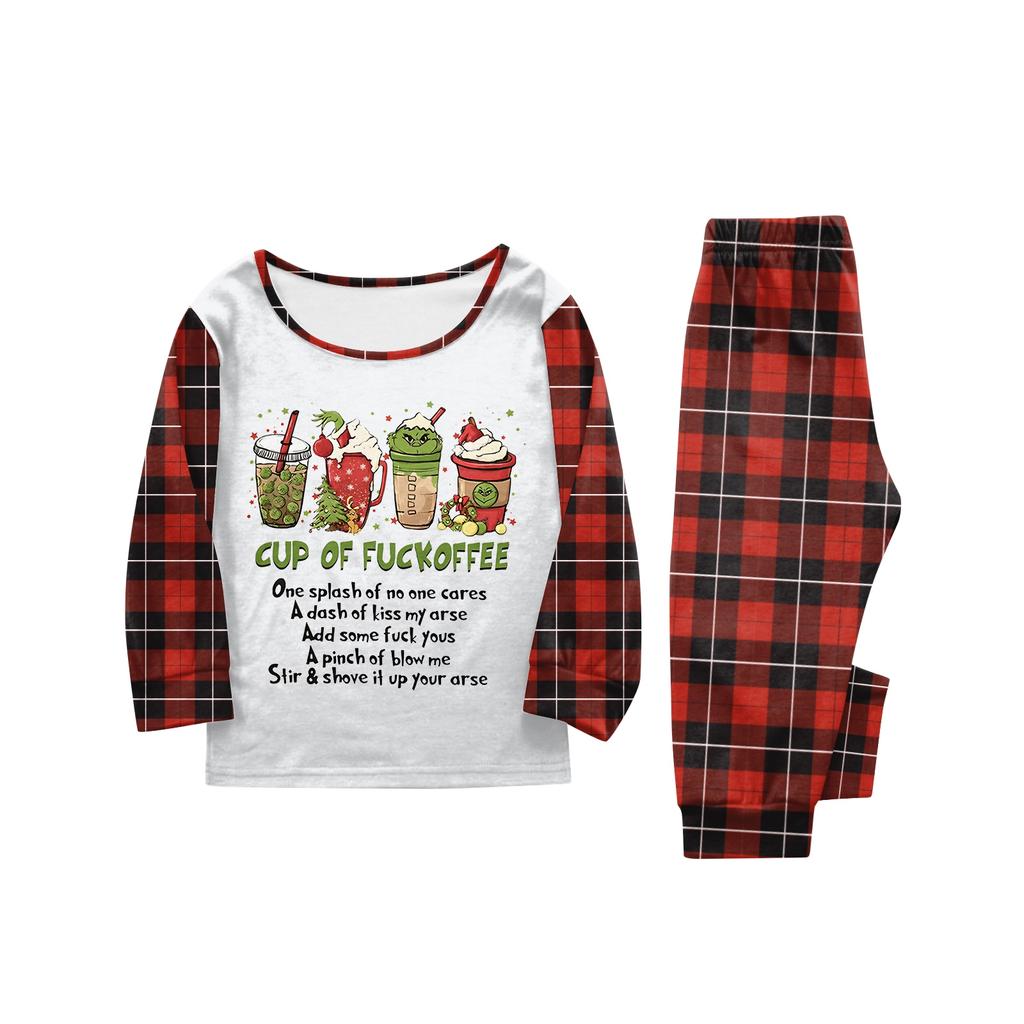 Vánoční potisk Rodičovský a dětský pyžamový set s dlouhým rukávem Domácí oblečení