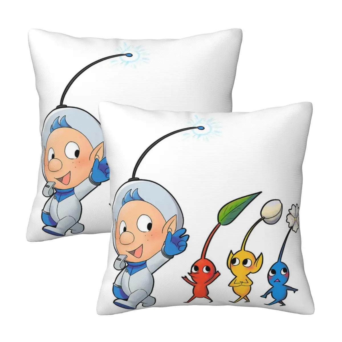 Pikmin 2 Pcs Square Pillowcase Pillow Cover Cushion Zip Decorative Comfort Throw Pillow For Home Sofa Peach skin 18*18(CM)-2Pcs