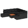 VidaXL Ensemble de canapé de jardin 9 pièces avec coussins en poly rattan noir et acacia 3347940