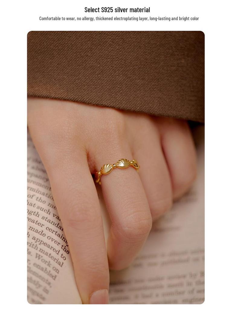 Banyan Tree S925 Silver Shell Ring - Korean Fashion Open Index Finger Design for Women