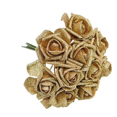 10 Stück Glitzer Schaumrose Künstliche Blumen Bouquet Hochzeitsdekoration Blume Rose Heimdekoration Flores Falsche Rose Blume