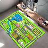Colorful Town Map with Circus and School Non-slip Rug Suitable for Living Room and Bedroom Sofas.